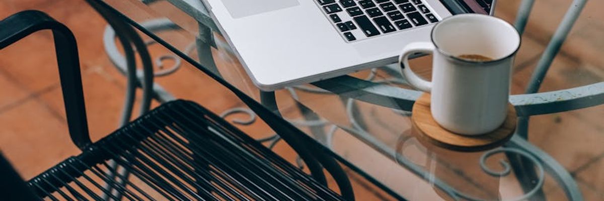 Workspace with plants and laptop showing comfortable environment